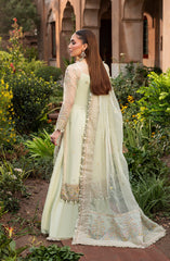 Back view of Aylin Sage formal dress with simple long fall design