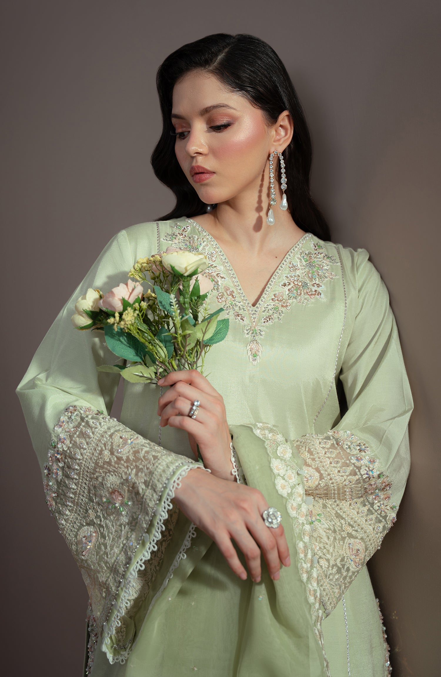 Elvin By Fabiha Fatima Unstitched 3 Piece Formals Collection'2025-Sage