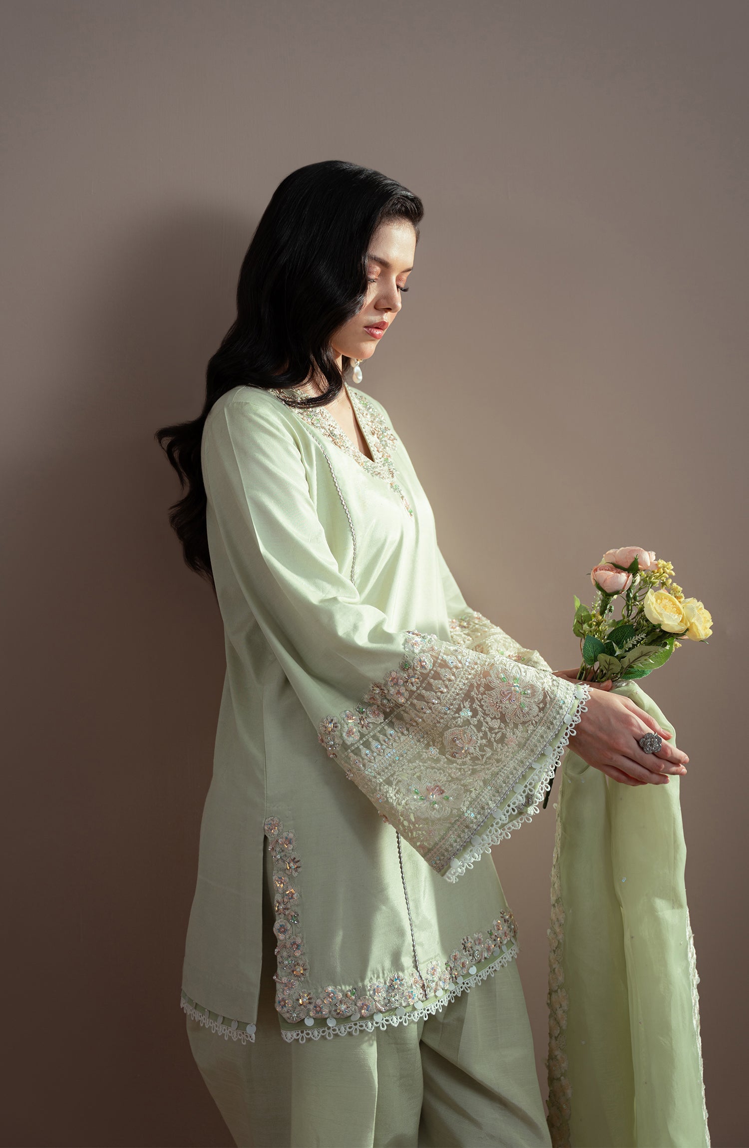 Elvin By Fabiha Fatima Unstitched 3 Piece Formals Collection'2025-Sage
