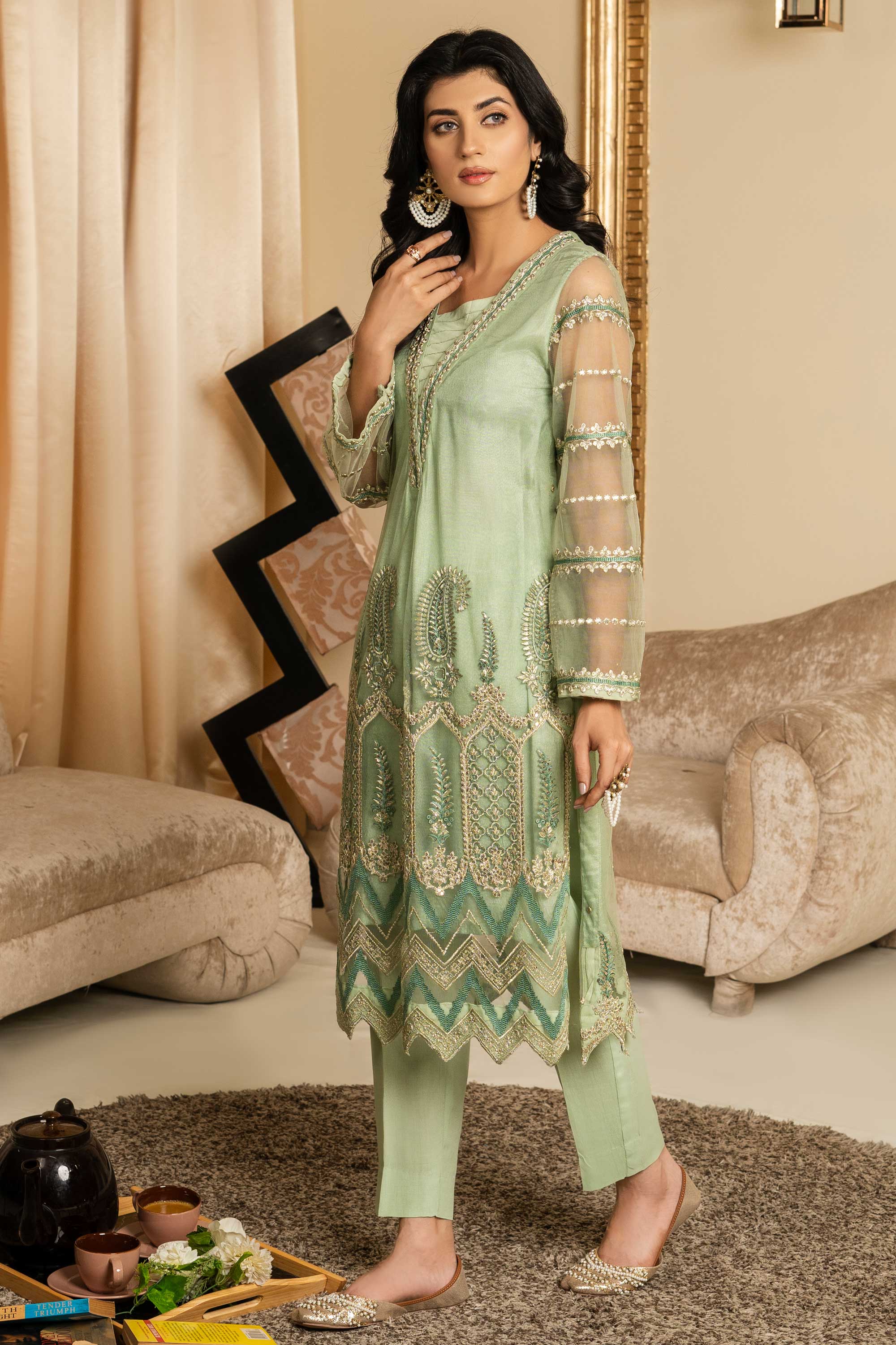 Aayra Stitched Formals Collection'2025-RP0049 - Paisley Wave 2pc