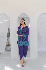 Madiha Gohar Stitched 2 Piece Emb Suit-Royal Azure