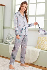 Studio By Arj She's Inn Flair Silky Satin Night Dress For Women and Girls 7 Piece Night Wear- Silky Satin Womens Pajama Sets Button Down Sleepwear Loungewear - Night Dress Nighty with Shirt and Trouser by Mid Night Vibes