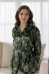 Studio By Arj Rue' Rofe' Night Bliss Collection & Casual Daily Wear women Leaf printed silky Finish night wear Pajama Set