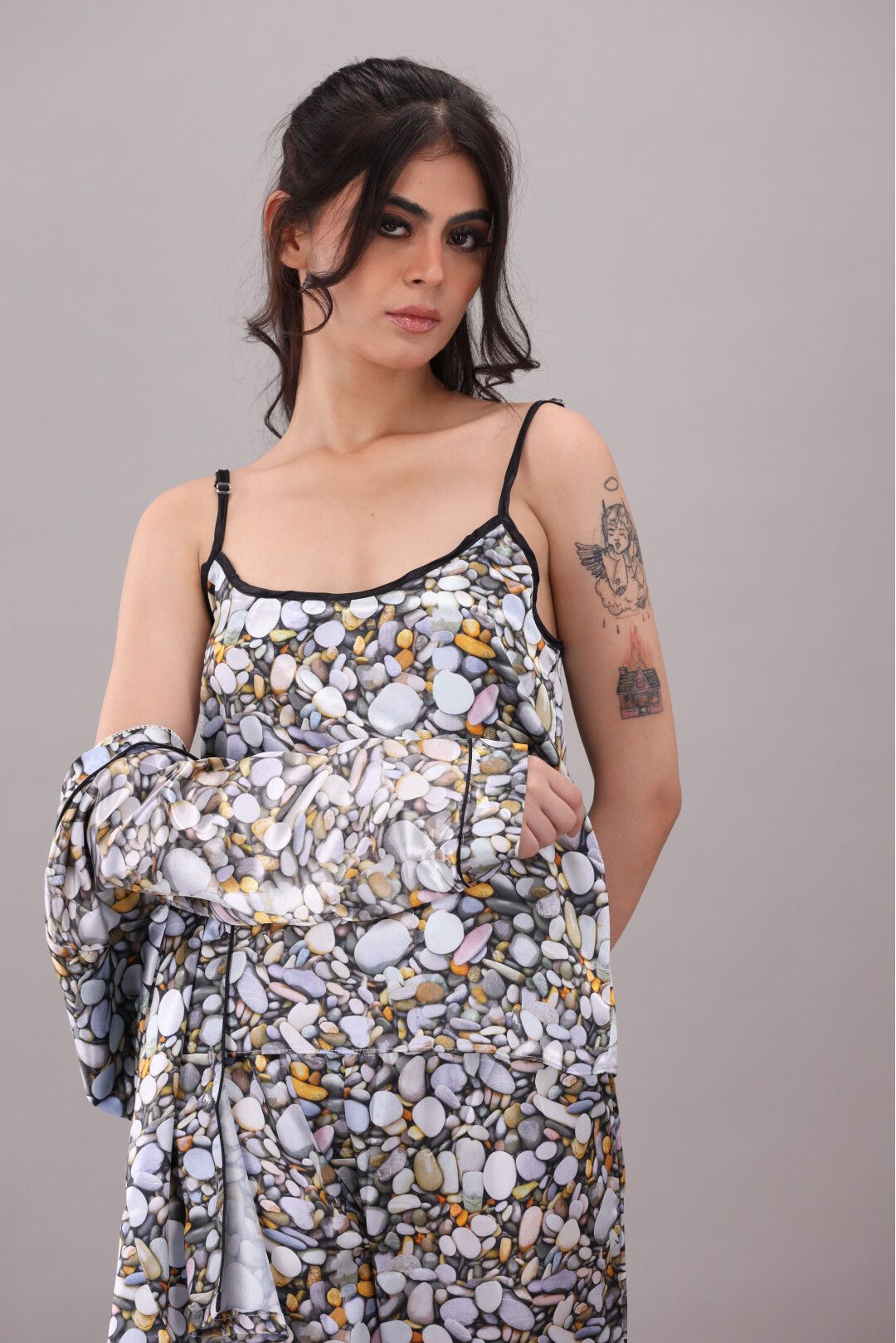 Studio By Arj Eshaal Omani Moonlight Bliss Nightwear – Elegant & Soft for Dreamy Nights Silky Finish Night Dress For Women and Girls 7 Piece Night Wear Women's Pajama Sets