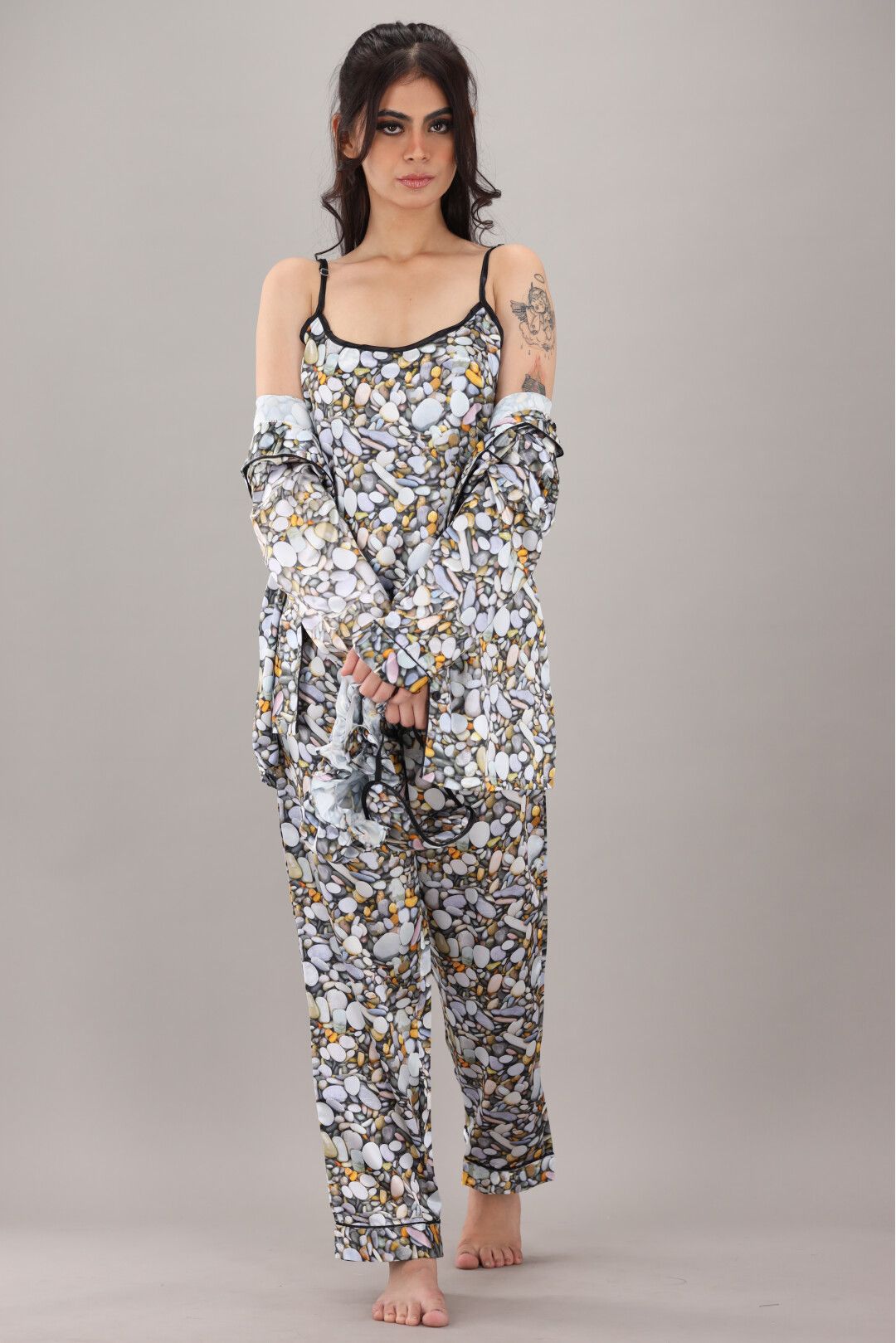 Studio By Arj Eshaal Omani Moonlight Bliss Nightwear – Elegant & Soft for Dreamy Nights Silky Finish Night Dress For Women and Girls 7 Piece Night Wear Women's Pajama Sets