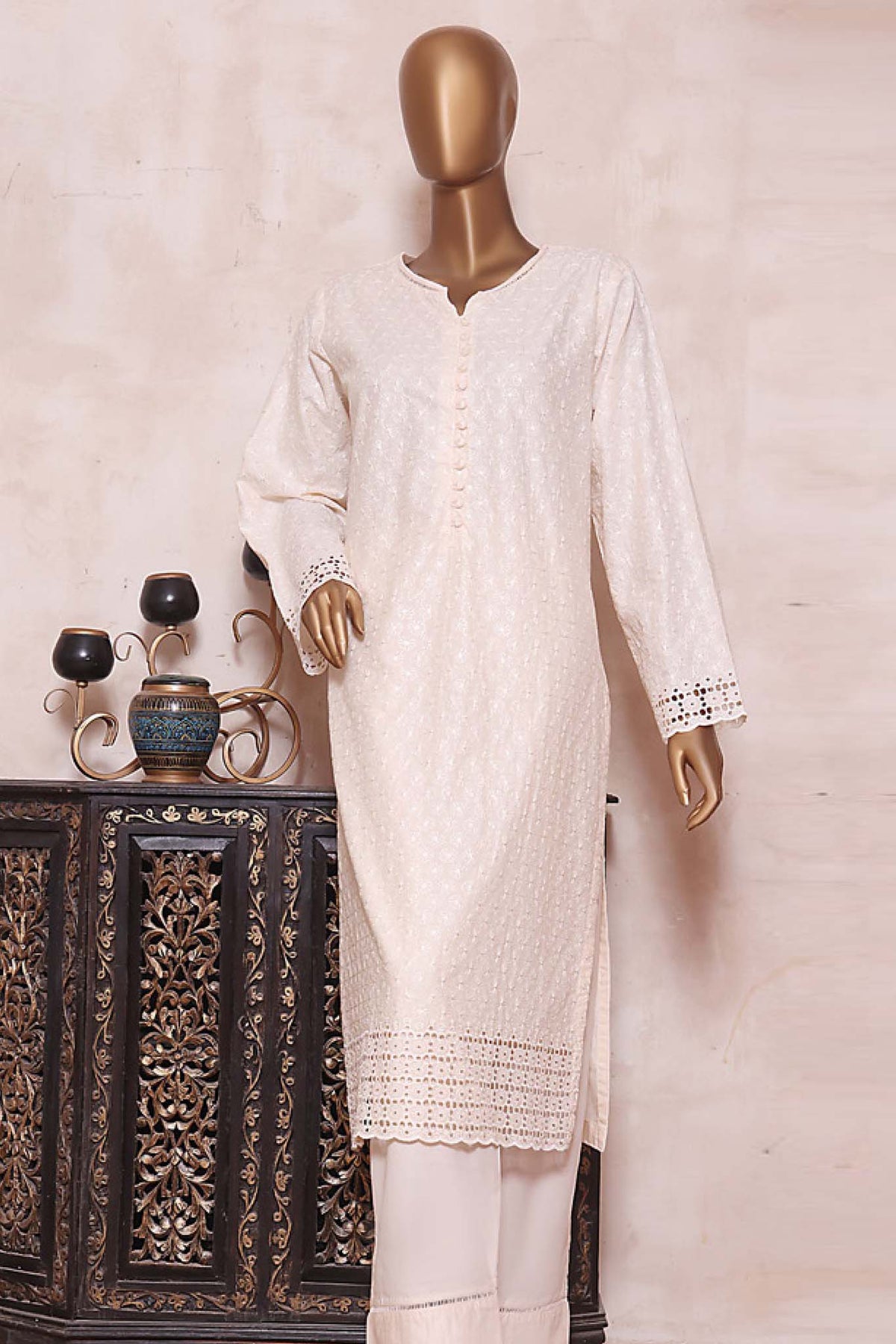 Sada Bahar Stitched 2 Piece Chikankari Solids Pret Collection'2023-SCK-Cream