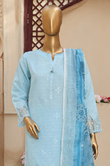 Sumi Stitched 3 Piece Emb Stiff Cotton Collection'2025-SEC-06-Sky Blue