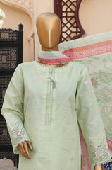 Sumi Stitched 3 Piece Emb Stiff Cotton Collection'2025-SEC-07-Mint Green