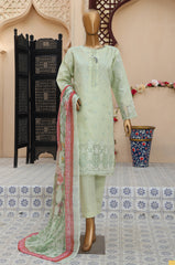 Sumi Stitched 3 Piece Emb Stiff Cotton Collection'2025-SEC-07-Mint Green