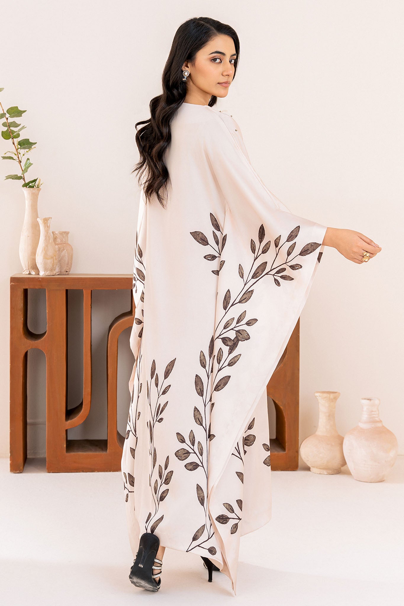 Velora By Stitch Vibes Stitched Shirts Collection'2024-Serene Ivory Kaftan