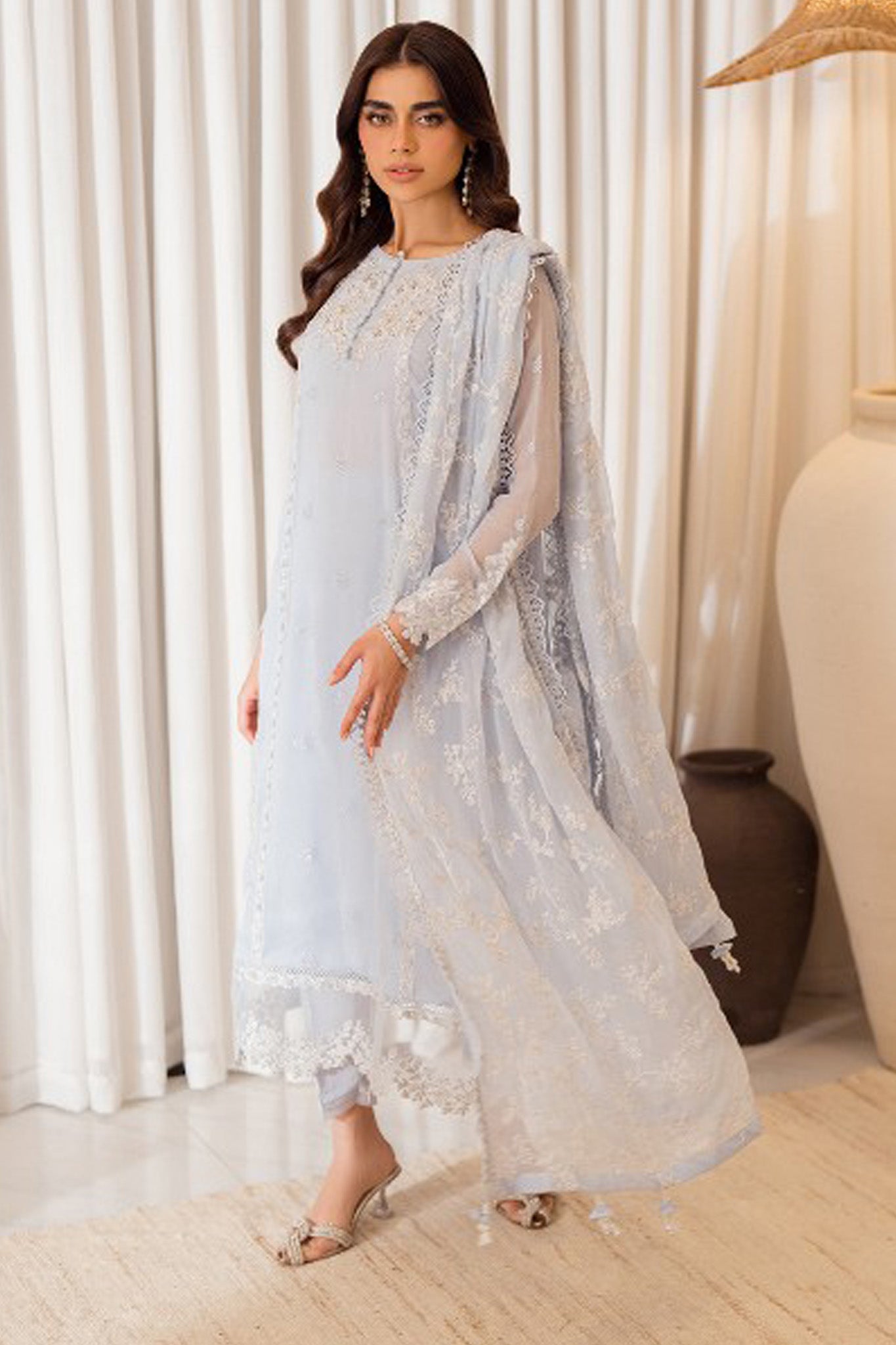 Azure Ensembles Unstitched 3 Piece Festive Formals Collection'2024-Serenity Sky