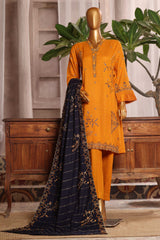 Bin Saeed Stitched 3 Piece Luxury Emb Karandi Vol-02 Collection'2024-SFB-1048-Mustard