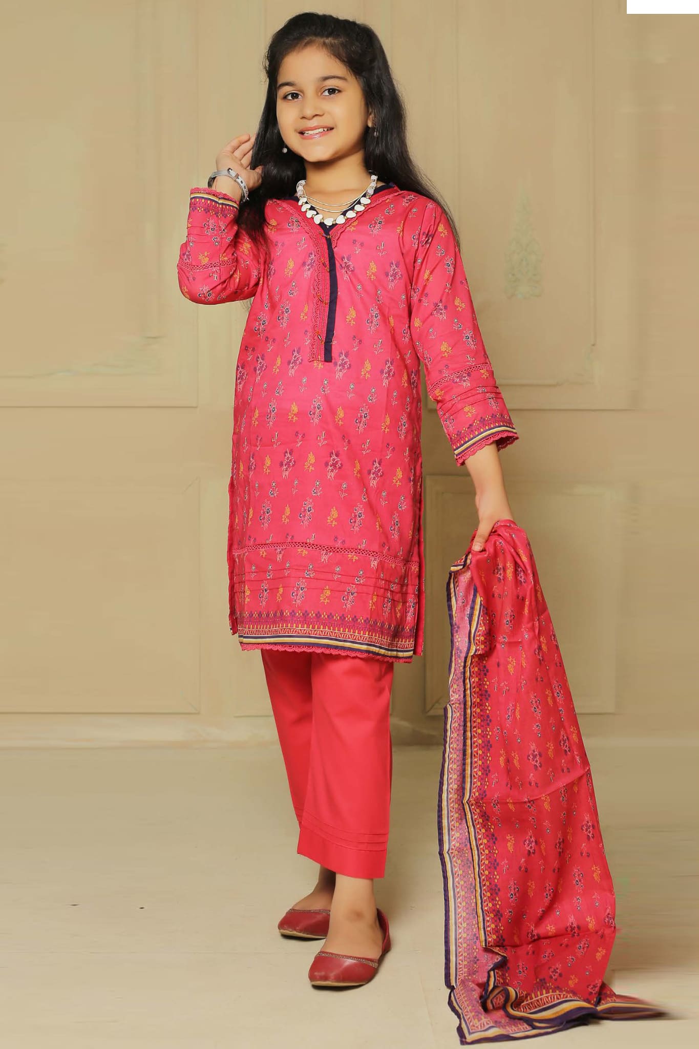 Shifa Girls by Suntex Fabrics Pret Kids Collection'2023-SH-2329-Dark Pink