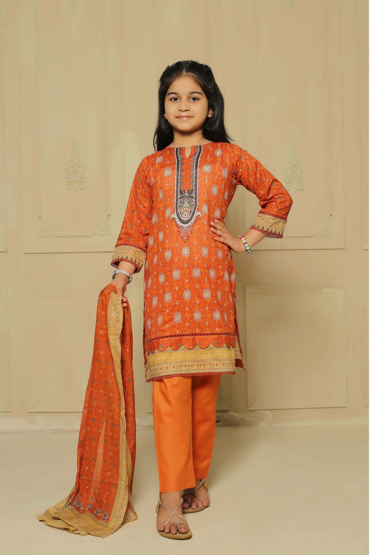 Shifa Girls by Suntex Fabrics Pret Kids Collection'2023-SH-2331-Orange