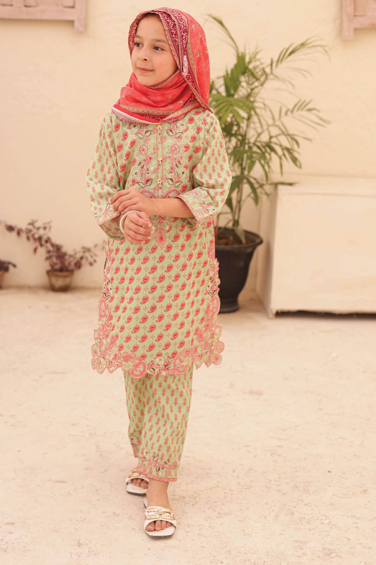 Shifa Girls By Suntex Stitched 3 Piece Summer Emb Lawn Collection'2024-SH-2421