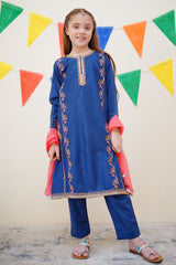 Jashn E Eid By Shanzey Stitched 3 Piece Festive Emb Cotton Collection-SHK-3611-Blue