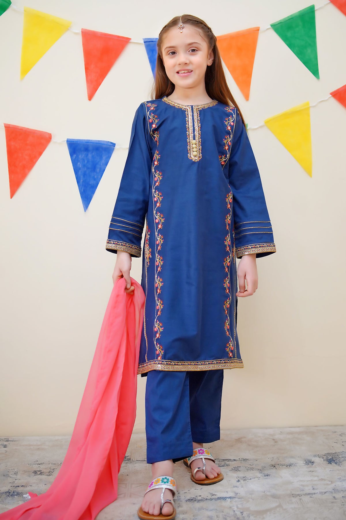 Jashn E Eid By Shanzey Stitched 3 Piece Festive Emb Cotton Collection-SHK-3611-Blue