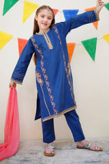 Jashn E Eid By Shanzey Stitched 3 Piece Festive Emb Cotton Collection-SHK-3611-Blue