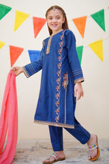 Jashn E Eid By Shanzey Stitched 3 Piece Festive Emb Cotton Collection-SHK-3611-Blue