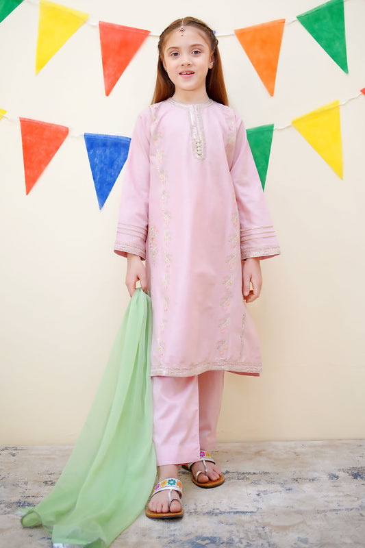 Jashn E Eid By Shanzey Stitched 3 Piece Festive Emb Cotton Collection-SHK-3612-Pink