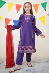 Jashn E Eid By Shanzey Stitched 3 Piece Festive Emb Cotton Collection-SHK-3613-Purple