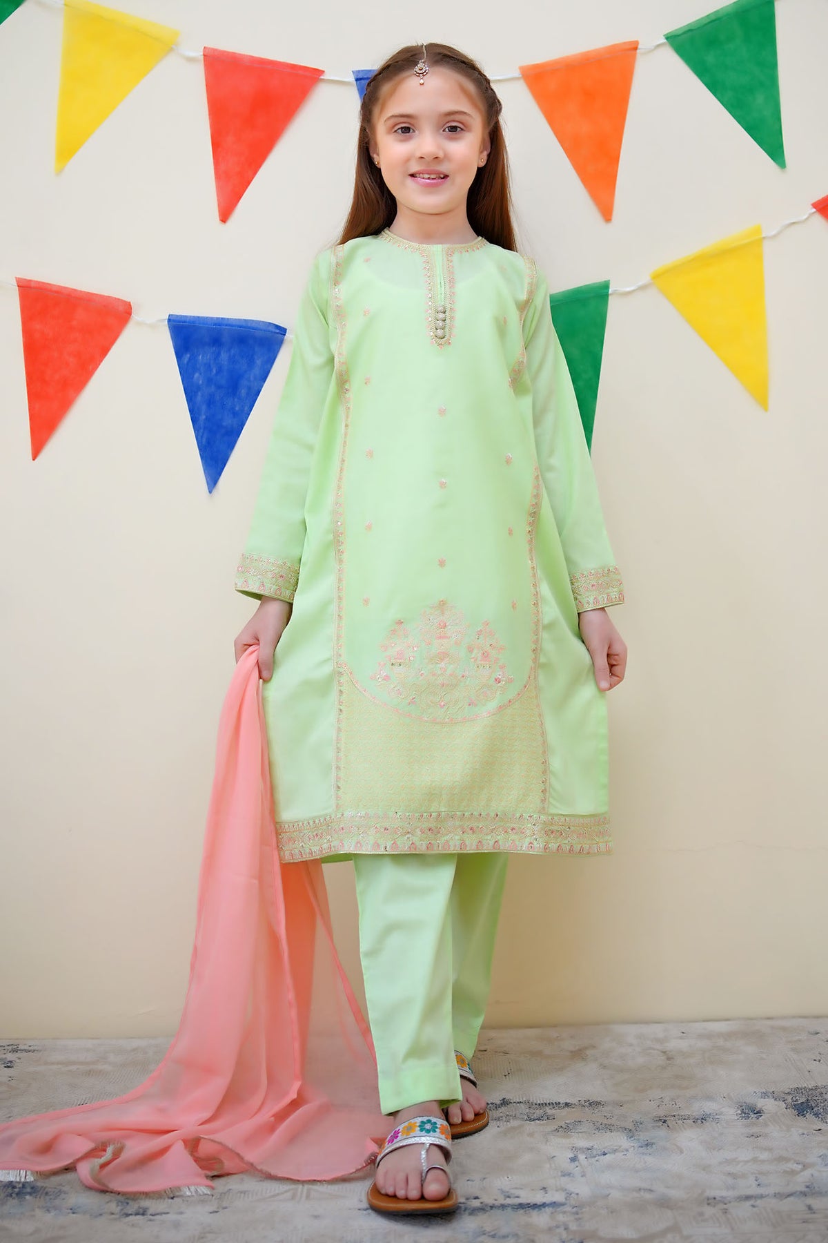 Jashn E Eid By Shanzey Stitched 3 Piece Festive Emb Cotton Collection-SHK-3615-Pista