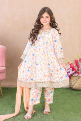 Shanzey Stitched 3 Piece Emb Kalidaar Frocks With Chiffon Dupatta Suit-SHK-6201