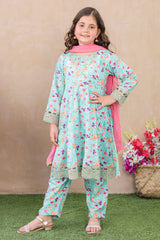 Shanzey Stitched 3 Piece Emb Kalidaar Frocks With Chiffon Dupatta Suit-SHK-6205