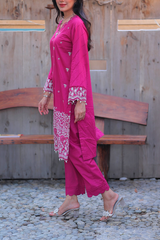 Chameli Studio Magenta Rose 3 Piece Unstitched Embroidered Cotton Lawn