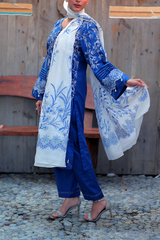 Chameli Studio Blue Willow 3 Piece Unstitched Embroidered Cotton Lawn