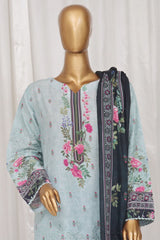 Bin Saeed Stitched 3 Piece Exclusive Printed Lawn Vol-02 Collection-SM-002-Sky