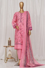 Bin Saeed Stitched 3 Piece Exclusive Printed Lawn Vol-02 Collection-SM-004-Pink