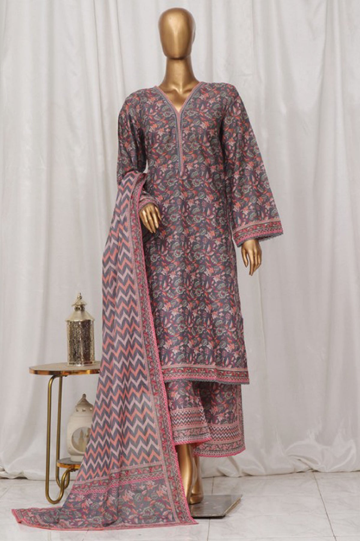 Bin Saeed Stitched 3 Piece Exclusive Printed Lawn Vol-02 Collection-SM-037-Plum