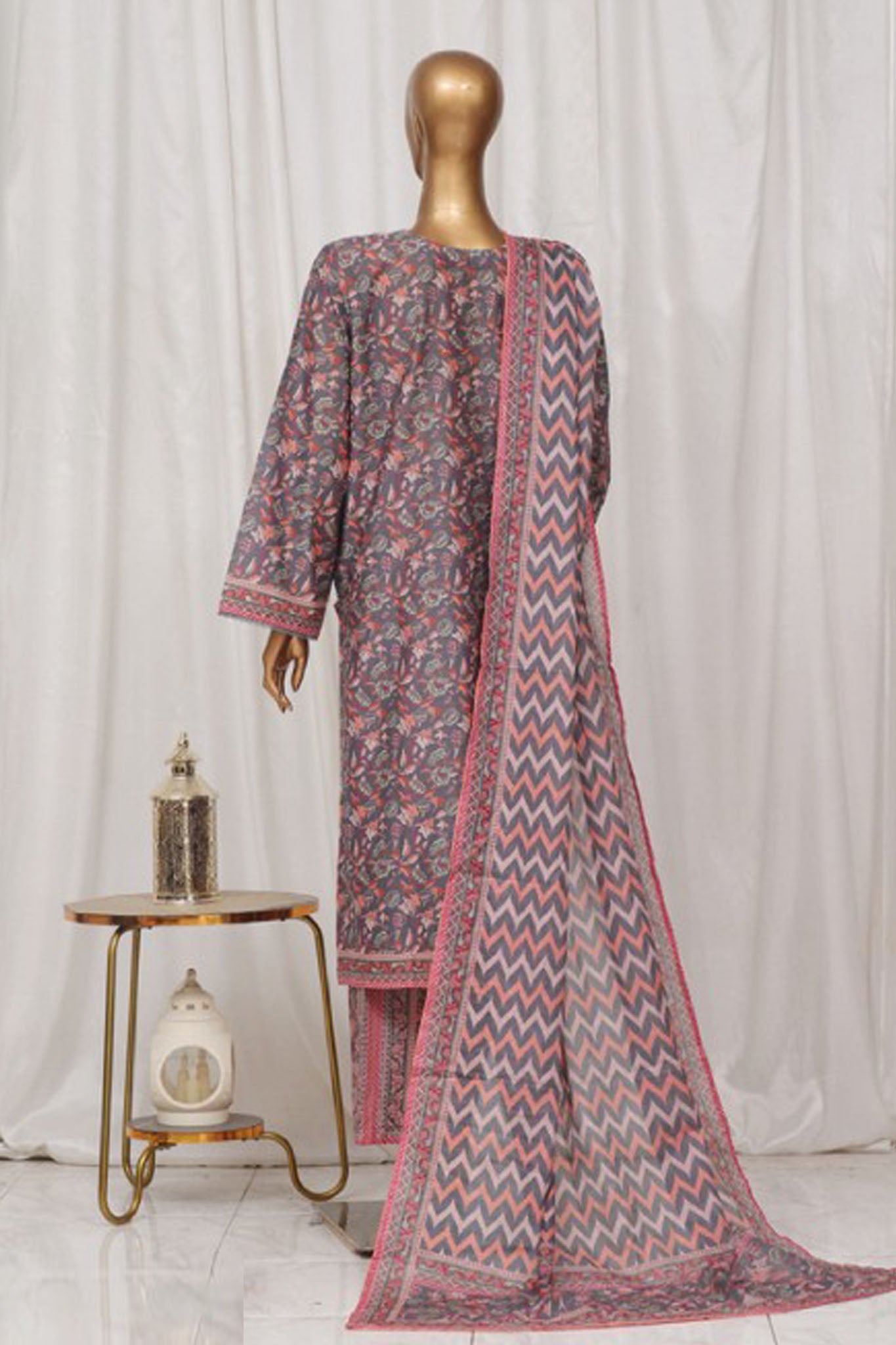 Bin Saeed Stitched 3 Piece Exclusive Printed Lawn Vol-02 Collection-SM-037-Plum