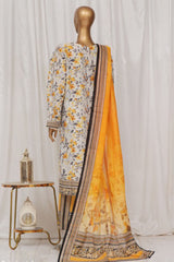 Bin Saeed Stitched 3 Piece Exclusive Printed Lawn Vol-02 Collection-SM-042-Yellow