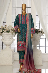 Bin Saeed Stitched 3 Piece Exclusive Printed Lawn Vol-01 Collection-SM-112-Dark Green