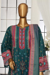 Bin Saeed Stitched 3 Piece Exclusive Printed Lawn Vol-01 Collection-SM-112-Dark Green