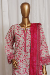 Bin Saeed Stitched 3 Piece Exclusive Printed Lawn Vol-01 Collection-SM-12-Magenta