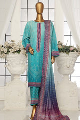 Bin Saeed Stitched 3 Piece Exclusive Printed Lawn Vol-05 Collection-SM-1618-Ferozi