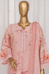 Bin Saeed Stitched 3 Piece Exclusive Printed Lawn Vol-03 Collection-SM-1338-Peach