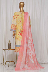 Bin Saeed Stitched 3 Piece Exclusive Printed Lawn Vol-05 Collection-SM-1343-Yellow