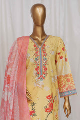 Bin Saeed Stitched 3 Piece Exclusive Printed Lawn Vol-05 Collection-SM-1343-Yellow
