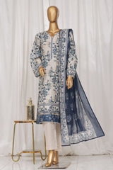 Bin Saeed Stitched 3 Piece Exclusive Printed Lawn Vol-03 Collection-SM-1348-Off White