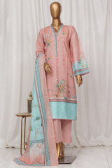 Bin Saeed Stitched 3 Piece Exclusive Printed Lawn Vol-03 Collection-SM-1349-Peach