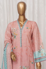 Bin Saeed Stitched 3 Piece Exclusive Printed Lawn Vol-03 Collection-SM-1349-Peach