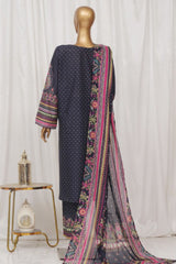 Bin Saeed Stitched 3 Piece Exclusive Printed Lawn Vol-03 Collection-SM-1359-Navy Blue