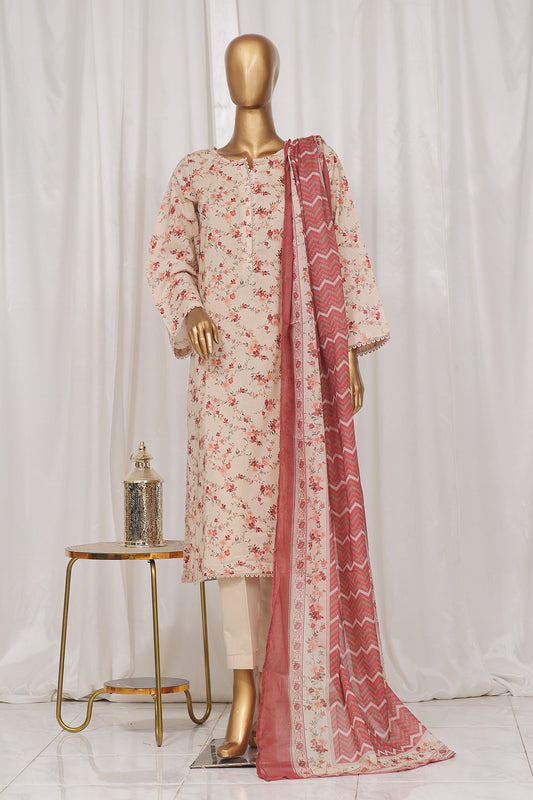 Bin Saeed Stitched 3 Piece Exclusive Printed Lawn Vol-01 Collection-SM-1378-Skin