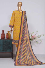 Bin Saeed Stitched 3 Piece Exclusive Printed Lawn Vol-02 Collection-SM-1425-Mustard