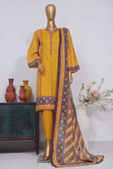 Bin Saeed Stitched 3 Piece Exclusive Printed Lawn Vol-02 Collection-SM-1425-Mustard