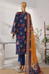 Bin Saeed Stitched 3 Piece Exclusive Printed Lawn Vol-05 Collection-SM-1430-Blue
